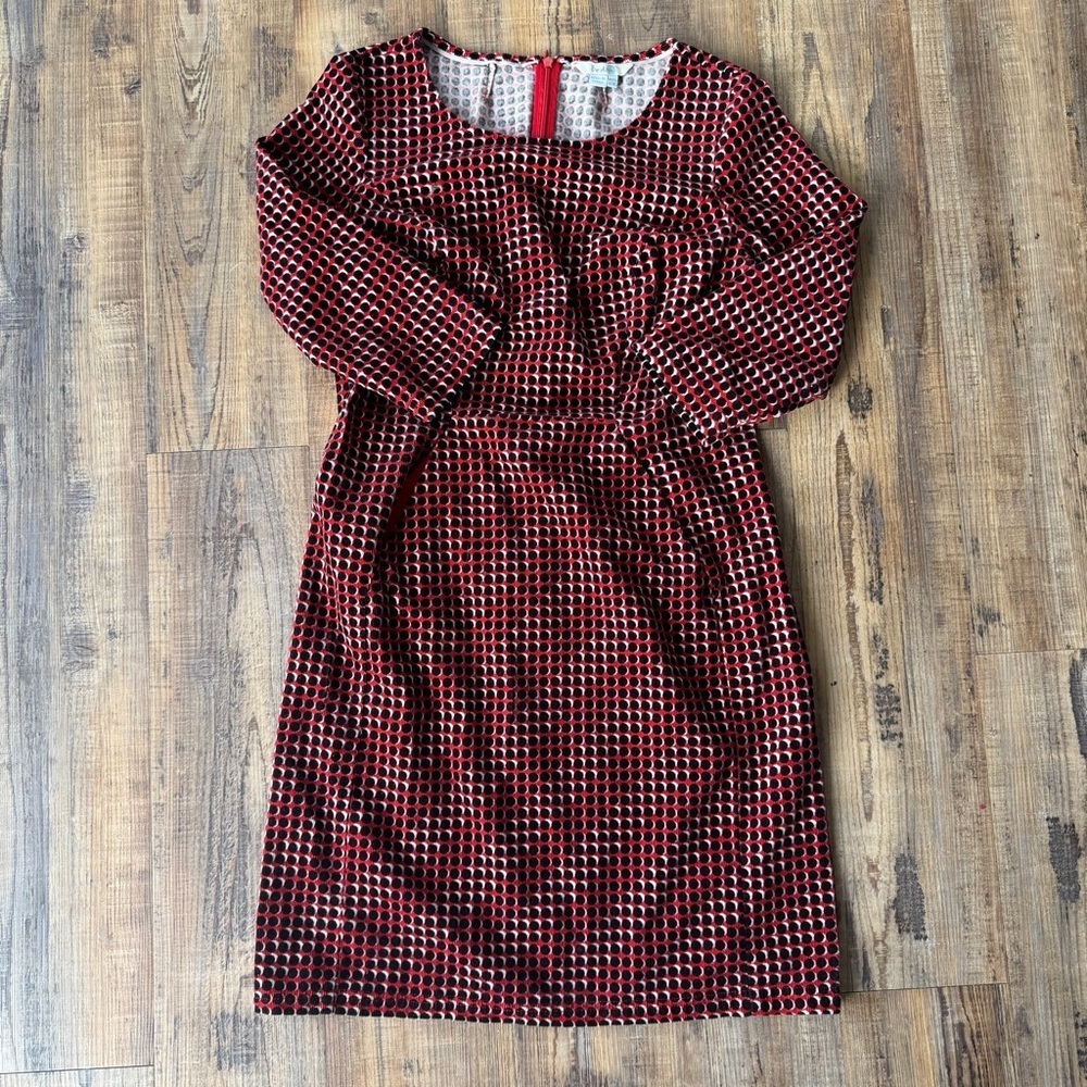 Boden Womens Hannah Seam Detail Dress Red Dotted Corduroy Formal Size 8L